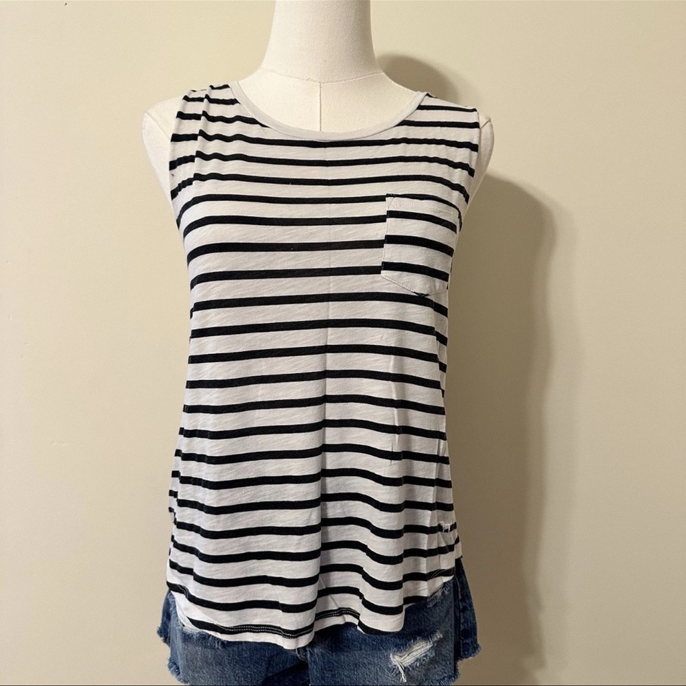 PINK Victoria's Secret Black and White Striped Tank Top